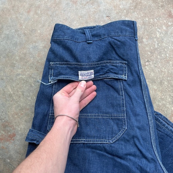 Vintage Hercules Vat Dyed Union Made Denim Carpenter Pants Blue Sears 36x27 - Picture 3 of 12